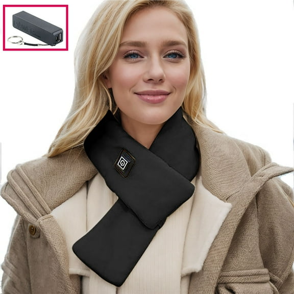 BVOFAR USB Rechargeable Electric Heating Scarf 3 Heating Levels Heated Neck Wrap Scarf Winter Warm Cold Weather Scarves with Power Bank for Men Women
