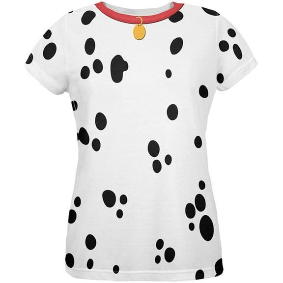 Halloween Womens Dog Dalmatian Red Collar All Over Costume T Shirt