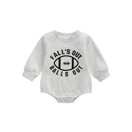 

Bagilaanoe Newborn Baby Girl Boy Oversized Rompers Letter Rugby Print Long Sleeve Bodysuits 3M 6M 12M 18M Infant Loose One Piece Short Jumpsuit