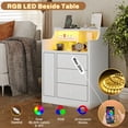 SEDETA LED Nightstand with Charging Station USB Port, 3 Drawers Bedside