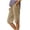 *Khaki, variant on VBVC Women's Cotton-Linen Capri Pants,Split Hem Button Detail Casual Trousers For Women,Ladies Lightweight Summer Travel Capris with Pockets,Red,S-5XL