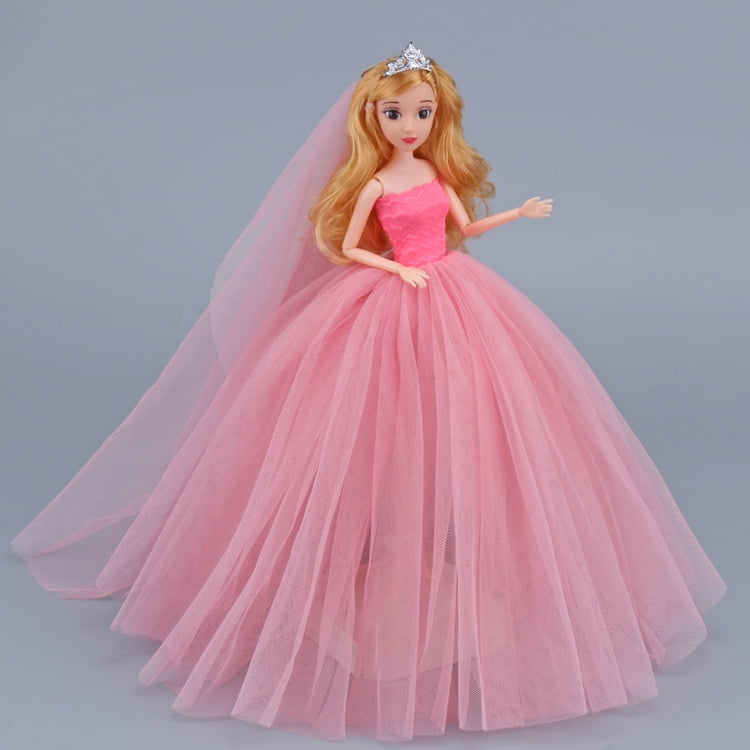Nipocaio 5pcs Barbie Doll Colorful Dress Big Wedding Dress Fluffy Dress Skirt Girl Toy Set