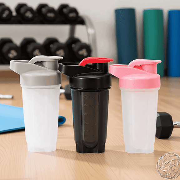 Shaker Bottle, Protein Shaker Cup 10-Ounce/300ML with Whisk Balls, Blender Cup Set, Non-BPA Plastic (Black Grey Pink(3PCS))