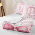 thumbnail image 4 of Feelyou Rose H Initial Bed Spread Queen for Girls, Reteo Princess Bow Queen Coverlet Set, Pink White, 3 Pieces, 4 of 7