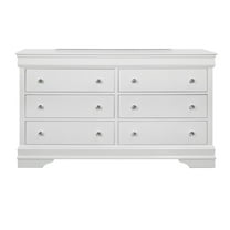 Global Furniture USA Pompei Metallic White 6-Drawer Wood Dresser