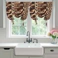 thumbnail image 4 of Retro Tribal Tie Up Curtains 45 Inches Long, Kitchen Window Curtains Over Sink, Middle Century Bohemia Minimalist Art Red Brown Small Window Curtains Balloon Curtains Valances for Bedroom 34"x45", 4 of 8
