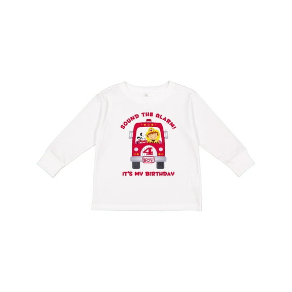 Inktastic Fire Truck 4th Birthday Boy Boys Long Sleeve Toddler T-Shirt