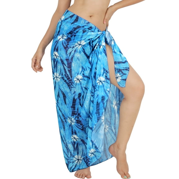 HAPPY BAY Women's Swimwear Summer Wraps Beach Bikini Long Vacation Swim Cover up Pareos Bathing Suit Beachwear Sarong Coverups One Size Azure, Floral