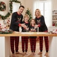 thumbnail image 2 of Family Matching Christmas Pajamas Set Antlers Letter Tops Plaid Pants Holiday Pajamas Sleepwear, 2 of 7