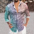 thumbnail image 2 of SHIXIAOO Chemise à Manches Longues Imprimée 3D Numérique à Paillettes pour Hommes, Col à Revers, Boutons, Ajustée, avec Poche, pour le Travail, 2 of 4