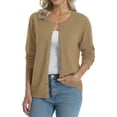 thumbnail image 2 of QUALFORT Women’s 100% Cotton Lightweight Button-Front Cardigan Sweater，crew neck Long Sleeve Knit, 2 of 5