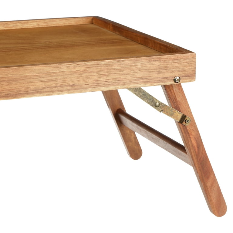 Utoplike Acacia Bed Tray Table For Eating, Breakfast Tray Large With Folding Legs, Wood Serving