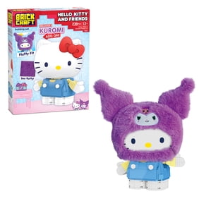Brickcraft Hello Kitty and Friends Kuromi Fluffy Fit Building Kit (239-Piece Set), Sanrio Character Brick Toy with Fluffy Hood Accessory, Collectible Display Figure