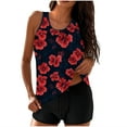 thumbnail image 3 of Cadancy Two Piece Bathing Suits for Women High Waisted Shorts Tummy Control Blouson Swim Tank Tops Swimsuits Tankini Athletic Beach Hawaiian Swimwear, 3 of 6