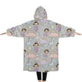 thumbnail image 2 of Oversized Wearable Blanket Hoodie,Pastel Princess Unicorn Pattern Sherpa Blanket Hoodie with Super Pockets,Super Warm Fuzzy Pullover for Women & Men, 2 of 6