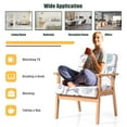 thumbnail image 4 of Costway Modern Rubber Wood Linen Sponge Floral Accent Armchair, White and blue, 4 of 11
