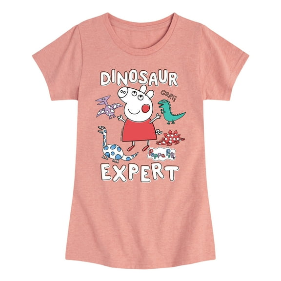 Peppa Pig - Peppa Dino - Girls Toddler And Youth Fitted Short Sleeve Tee