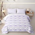 thumbnail image 2 of Erosebridal Watercolor Purple Bow Bed Spread Queen,Lavender Ribbon Bow Queen Coverlet Set For Girls,3pcs, 2 of 7