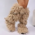 thumbnail image 3 of Women Winter Warm Fluffy Faux Mongolian Fur Knee High Snow Boots Girl's Stylish Thick Sole Long Boots, 3 of 5