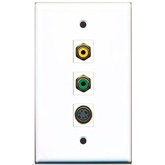 RiteAV - 1 Port RCA Yellow and 1 Port RCA Green and 1 Port S-Video Wall Plate