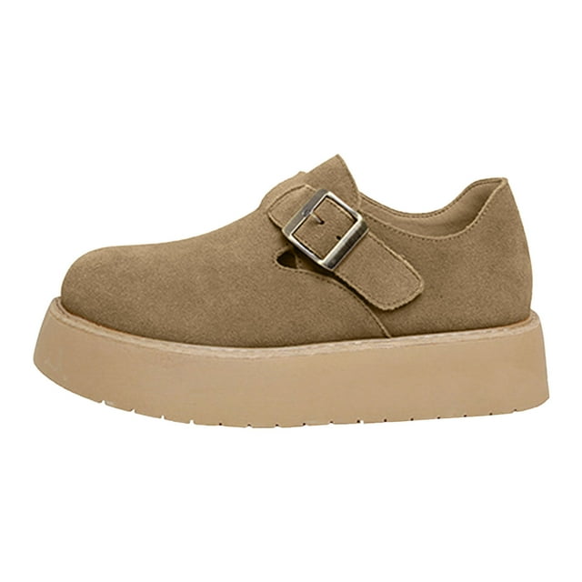 IUJSOY Platform Mules for Women Comfort Suede Chunky Slip on Slippers Adjustable Arch Support Clogs