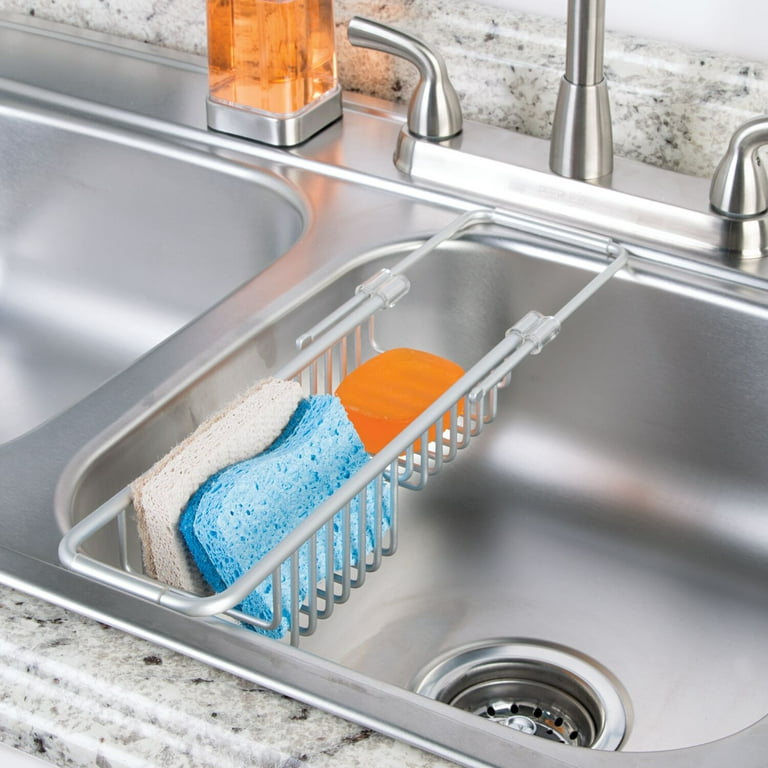 Sink Sponge Holder With Double Hook, Stainless Steel Sink Caddy