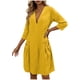 thumbnail image 1 of Vestido de Verano 3/4 Manga para las Mujeres Cuello en V Lino Vestido Suelto, Suelto Vestido Fluido para las Mujeres con Bolsillos Color Sólido, 1 of 7