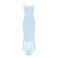thumbnail image 5 of Efsteb Women's Dresses for Wedding Guest Cocktail Maxi Dress Sleeveless Ruched Ruffle Hem Dresses High Low Split Spaghetti Strap Sundress (Sky Blue,L), 5 of 6