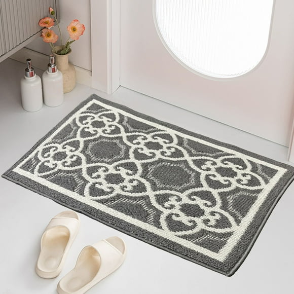 EGNMCR Bath Mat Bathroom Rugs Bathroom Accessories Front Door Mat Outdoor Entrance Patio Porch Entrance Mat Non-slip Proof Easy To Clean 31.5x19.7 Gray Gold Floor mats