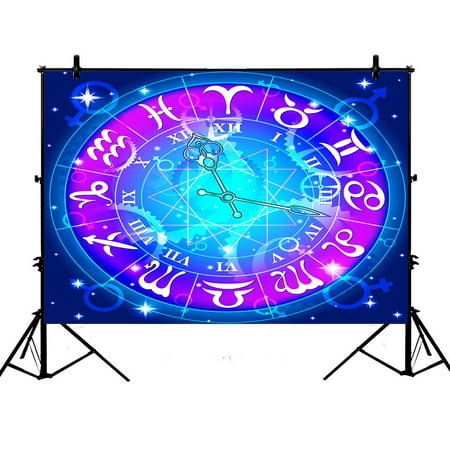Image of PHFZK 7x5ft Astrology Backdrops Zodiac Circle in Space Photography Backdrops Polyester Photo Background Studio Props