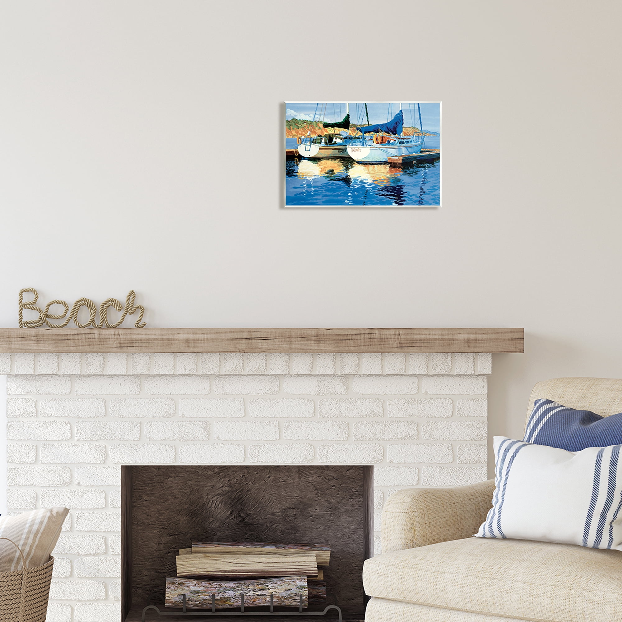 Stupell Industries Boats at Marina Dock Transportation Painting Unframed Art Print Wall Art, 15 x 10