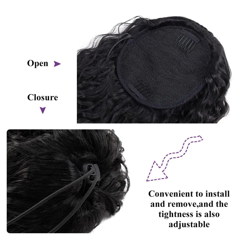 Deep Wave Curly Drawstring Ponytail Brazilian Human Hair Extensions Clip In Ponytail Hairpieces for Black Women