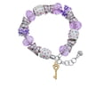thumbnail image 2 of Delight Jewelry Goldtone Silvertone Small Open Paw Key Purple Butterfly Bead Charm Bracelet, 7"+1" Extender, 2 of 5