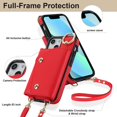 thumbnail image 5 of Phone Case for iPhone 13 Mini 5.4 inch Wallet Cover with Screen Protector and Ring Stand Credit Card Holder Slot Crossbody Strap Cell iPhone13mini i-Phone 13minicase i iPhone13 13mini Women Girls Red, 5 of 13