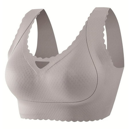 Bralettes for Women Womens Seamless Sports Bras  Smoothing Training Brassiere Wireless Breathable Soft Comfy Balconette Wireless Padded Push up Bra Gray XXL