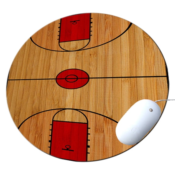 KuzmarK Round Mousepad / Hot Pad / Trivet - Basketball Court