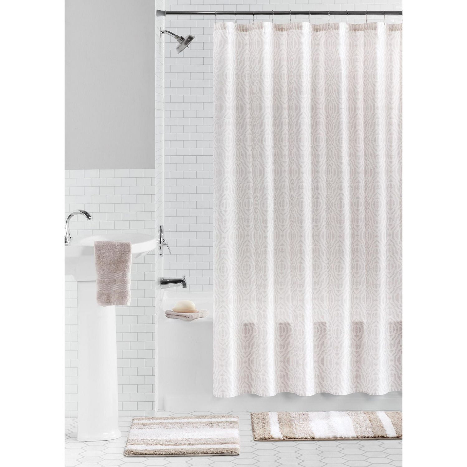 Mainstays 15-Piece Ikat Bath Accessory Set, Beige