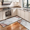 thumbnail image 3 of Kitchen Rugs Sets Of 2,White Gray Rose Gold Marble Pattern Anti Fatigue Kitchen Mat Rugs Non Slip Washable,Decorative Kitchen Floor Mats for Kitchen,Sink,Laundry,17"x47"+17"x47", 3 of 5