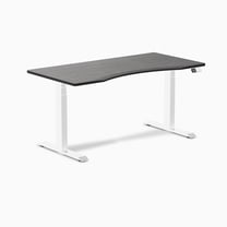 Desky Dual Ergo Edge Sit Stand Desk - Dark Bamboo / 60 X 30 Inches / White