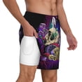 thumbnail image 3 of Goofa Mushrooms and Skull Printed Men's Swim Trunks Board Shorts Quick Dry Mens Swimming Trunks with Compression Liner,Breathable Fit Hawaii Beach Shorts-X-Large, 3 of 9