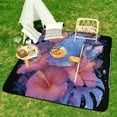 thumbnail image 6 of Magical Butterfly Crystal Hibiscus Flowers Art Picnic Blanket Waterproof Outdoor Beach Blanket Hand-held Pad Suitable for Travel, Camping, Beach, Family Gatherings, 6 of 7