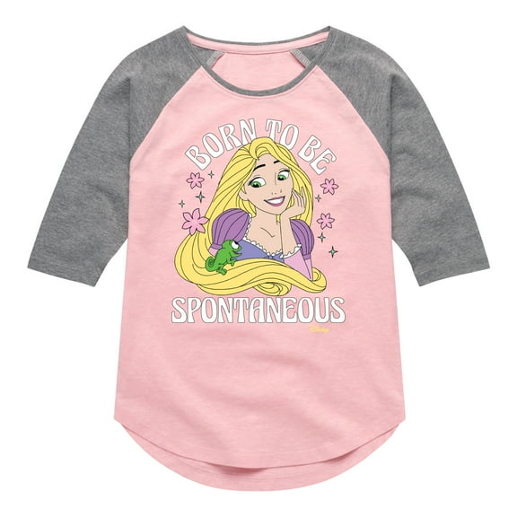 Disney Tangled - Rapunzel - Born To Be Spontaneous - Toddler & Youth Girls Raglan Graphic T-Shirt