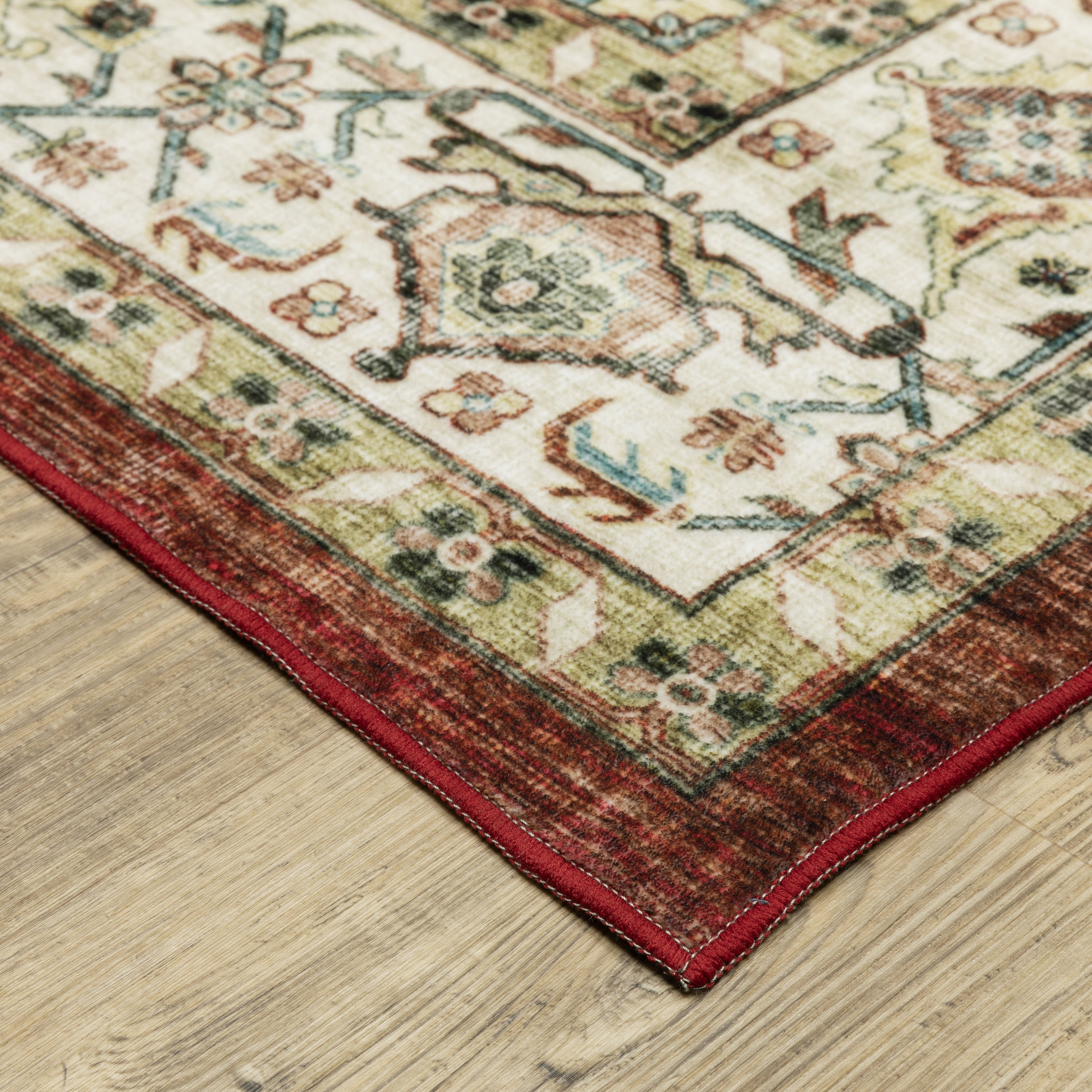 Avalon Home Sebastian Oriental Medallion Red/ Ivory Washable Indoor Area Rug