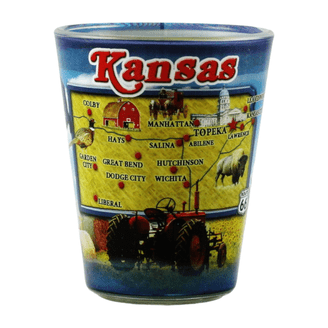 Oklahoma Prairie Forest Scene Ceramic Shot Glass - Souvenir Collectible, 2.25" Tall