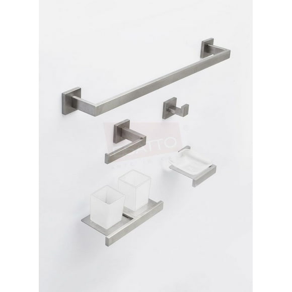 Esatto®set De 5 Accesorios Baño Cuadrados Acero Inox Ac-059 ESATTO Paquete de accesorios para baño