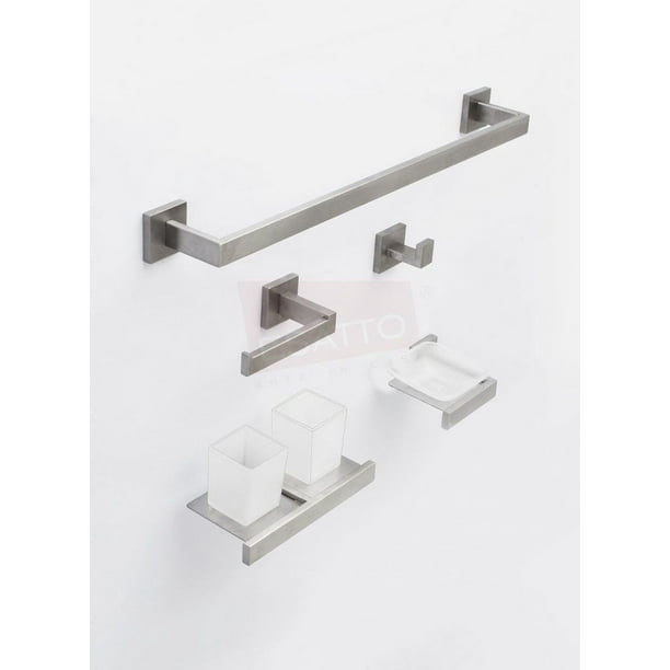 Esatto®set De 5 Accesorios Baño Cuadrados Acero Inox Ac-059 ESATTO Paquete de accesorios para baño