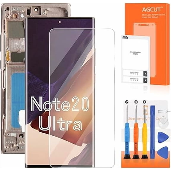 OLED for Samsung Galaxy Note 20 Ultra Screen Replacement for Samsung Note 20 Ultra LCD Display SM-N985 SM-N986U LCD Digitizer Touch Assembly Gold with Frame (Support Fingerprint)