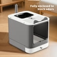 thumbnail image 3 of Large Open Transparent Cat Litter Box, Easy Entry Ventilated Kitty Litter Pan with Litter Scoop, Modern Decorative Durable Safe Pet Toilet for Indoor Cats, 3 of 6
