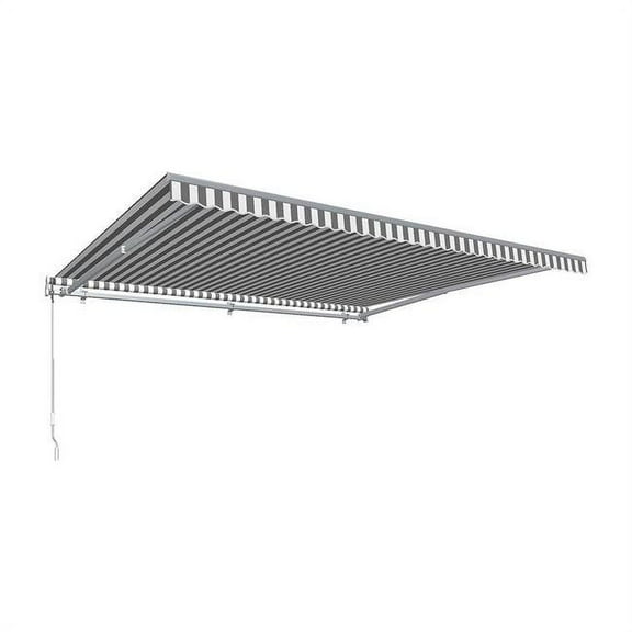 Awntech MTR16-US-GW 16 ft. Maui Right Motor & Remote Retractable Awning, Gray & White - 120 in.
