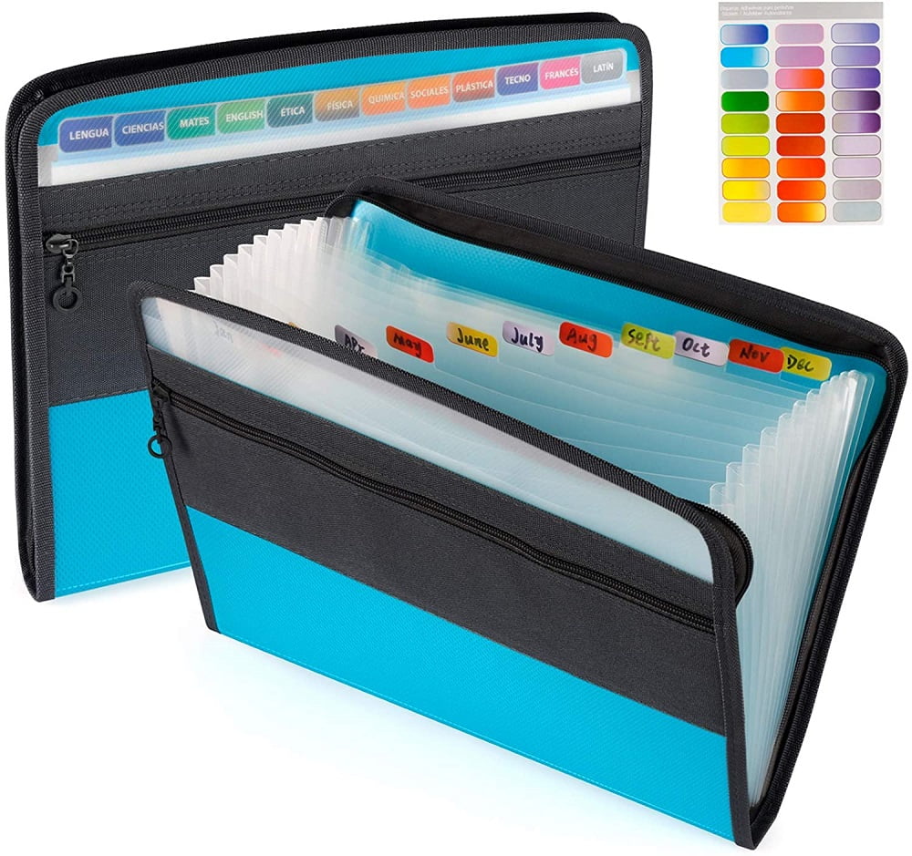 13 Pockets File Document Organizer with Sticky Labels Expanding File Folder Accordion File Folder Document Organizer Expanding Zip File Folder Letter